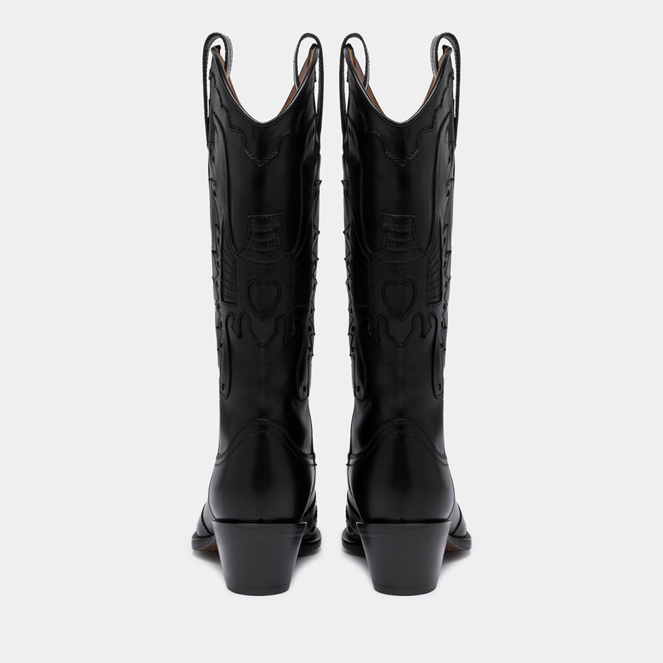 BUTTERO: ANNIE BOOTS IN BLACK LEATHER