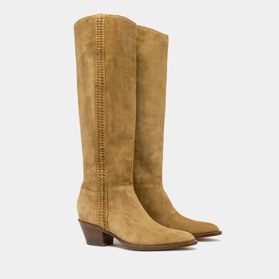 BUTTERO: BOTTE ANNIE EN DAIM CUIVRE