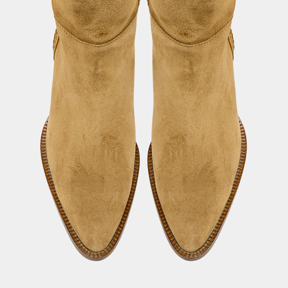 BUTTERO: BOTTE ANNIE EN DAIM CUIVRE