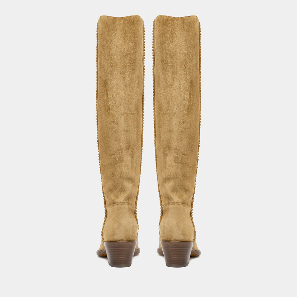 BUTTERO: BOTTE ANNIE EN DAIM CUIVRE