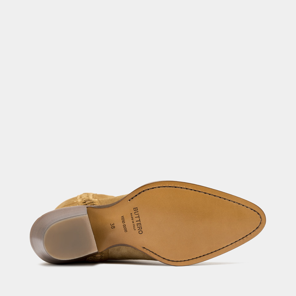 BUTTERO: BOTTE ANNIE EN DAIM CUIVRE