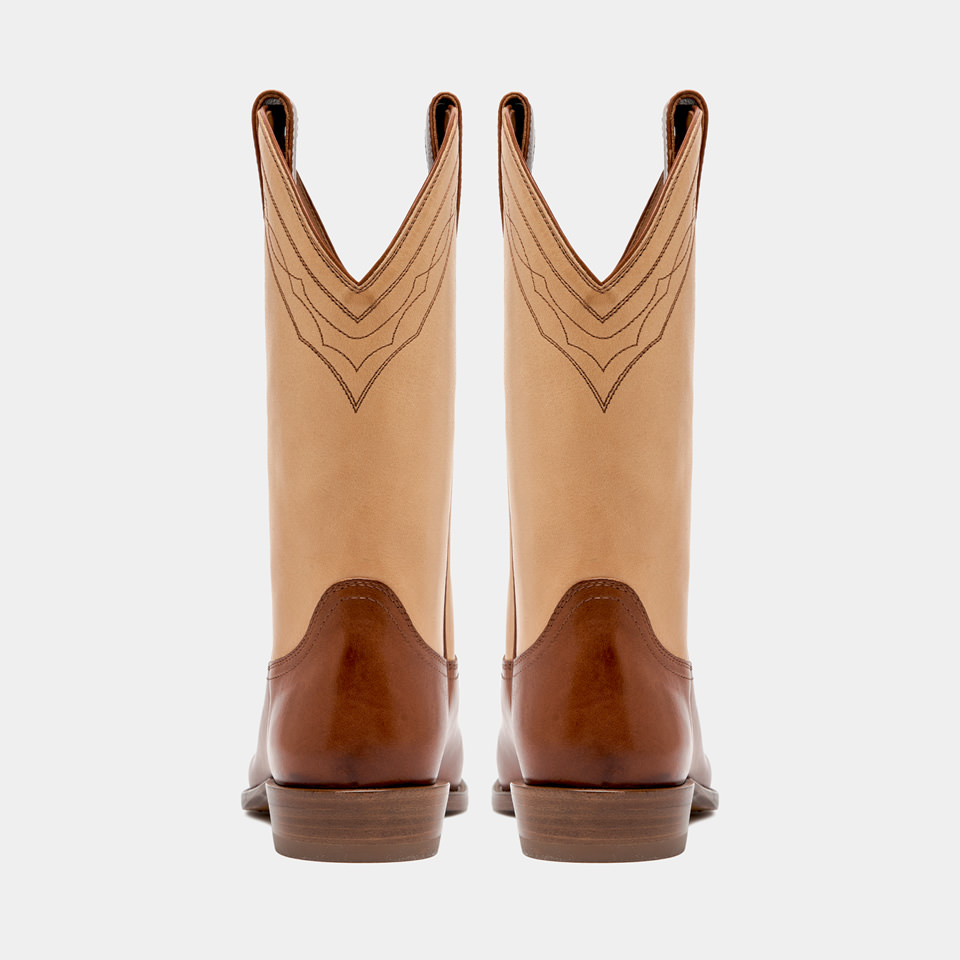 BUTTERO: BOTTES BAIO EN CUIR BICOLOR D'ECORCE