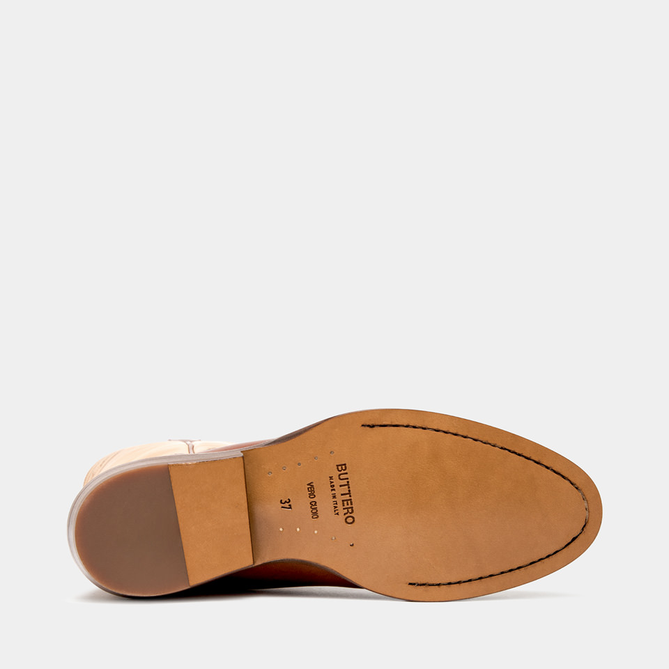BUTTERO: BOTTES BAIO EN CUIR BICOLOR D'ECORCE