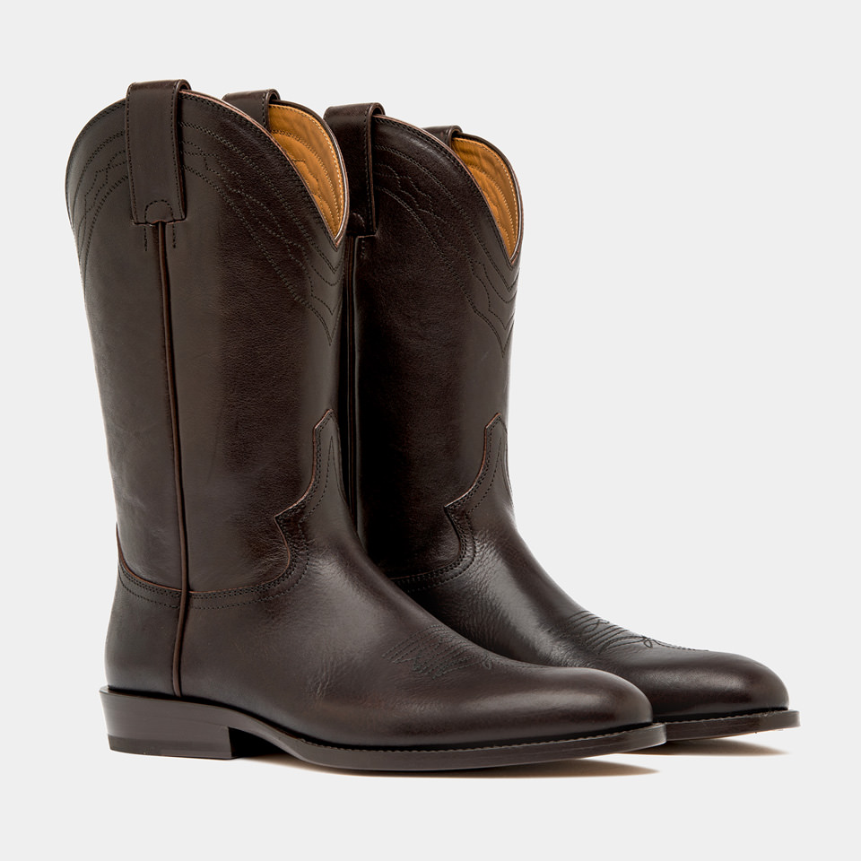 BUTTERO: BOTTES BAIO EN CUIR MARRON CHOCOLAT NOIR