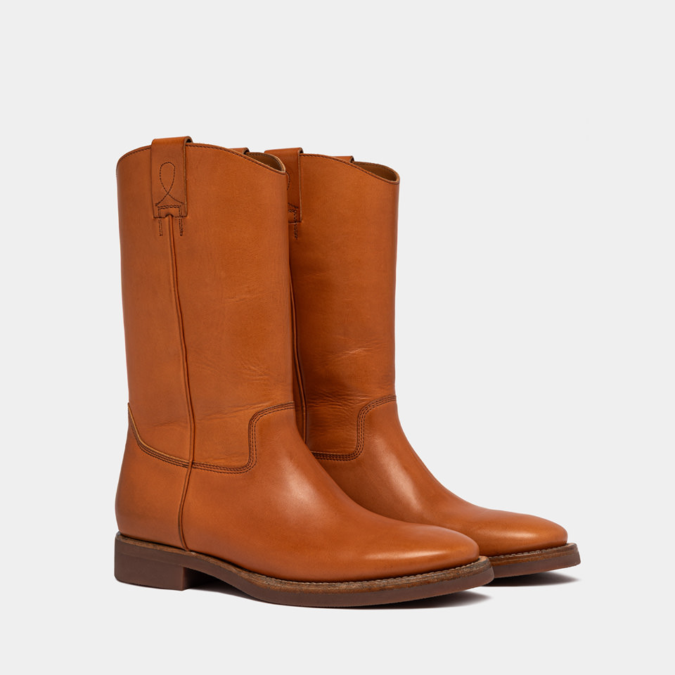 BUTTERO: CHIANTI BOOTS IN HONEY BROWN LEATHER