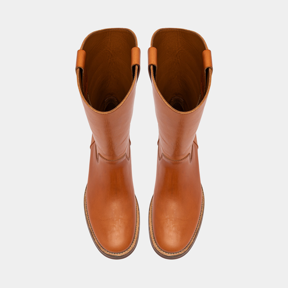 BUTTERO: CHIANTI BOOTS IN HONEY BROWN LEATHER