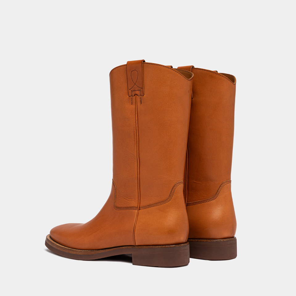 BUTTERO: CHIANTI BOOTS IN HONEY BROWN LEATHER