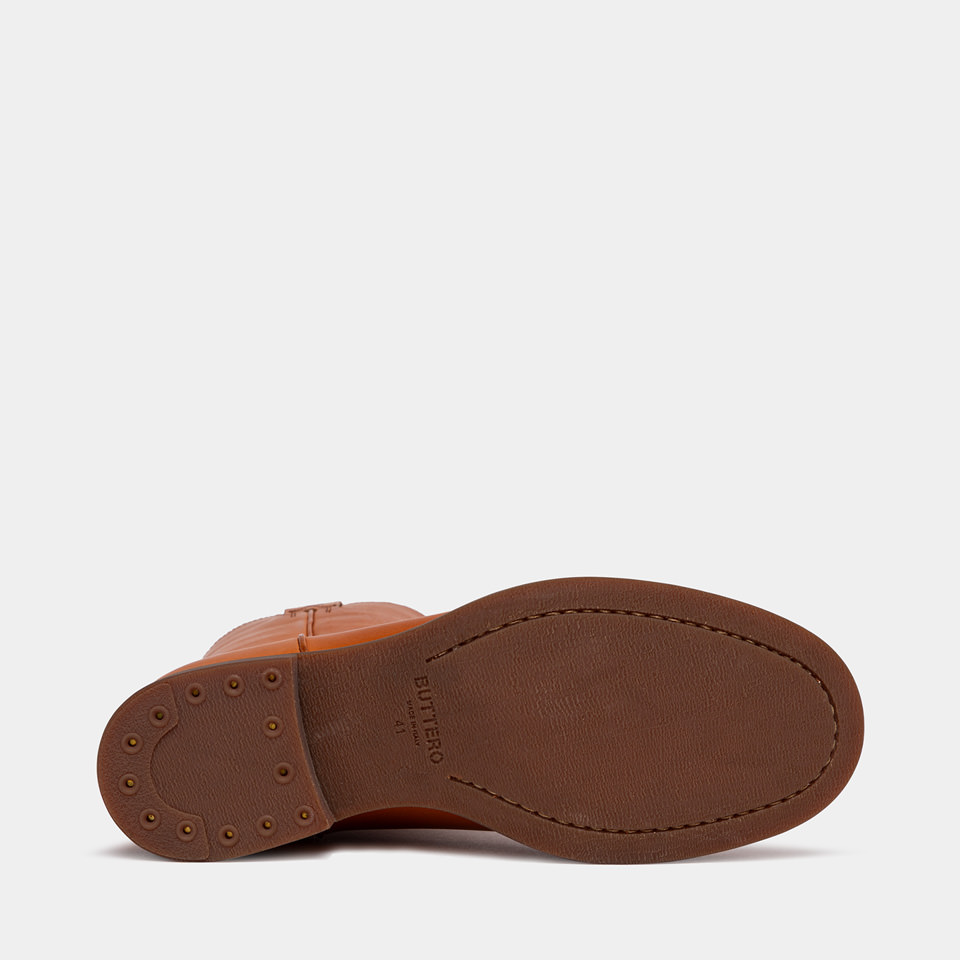 BUTTERO: CHIANTI BOOTS IN HONEY BROWN LEATHER