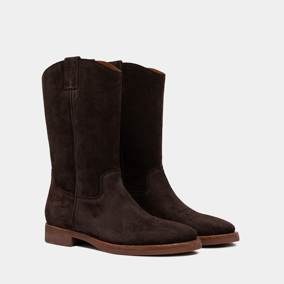 BUTTERO: CHIANTI BOOTS IN MOKA BROWN SUEDE