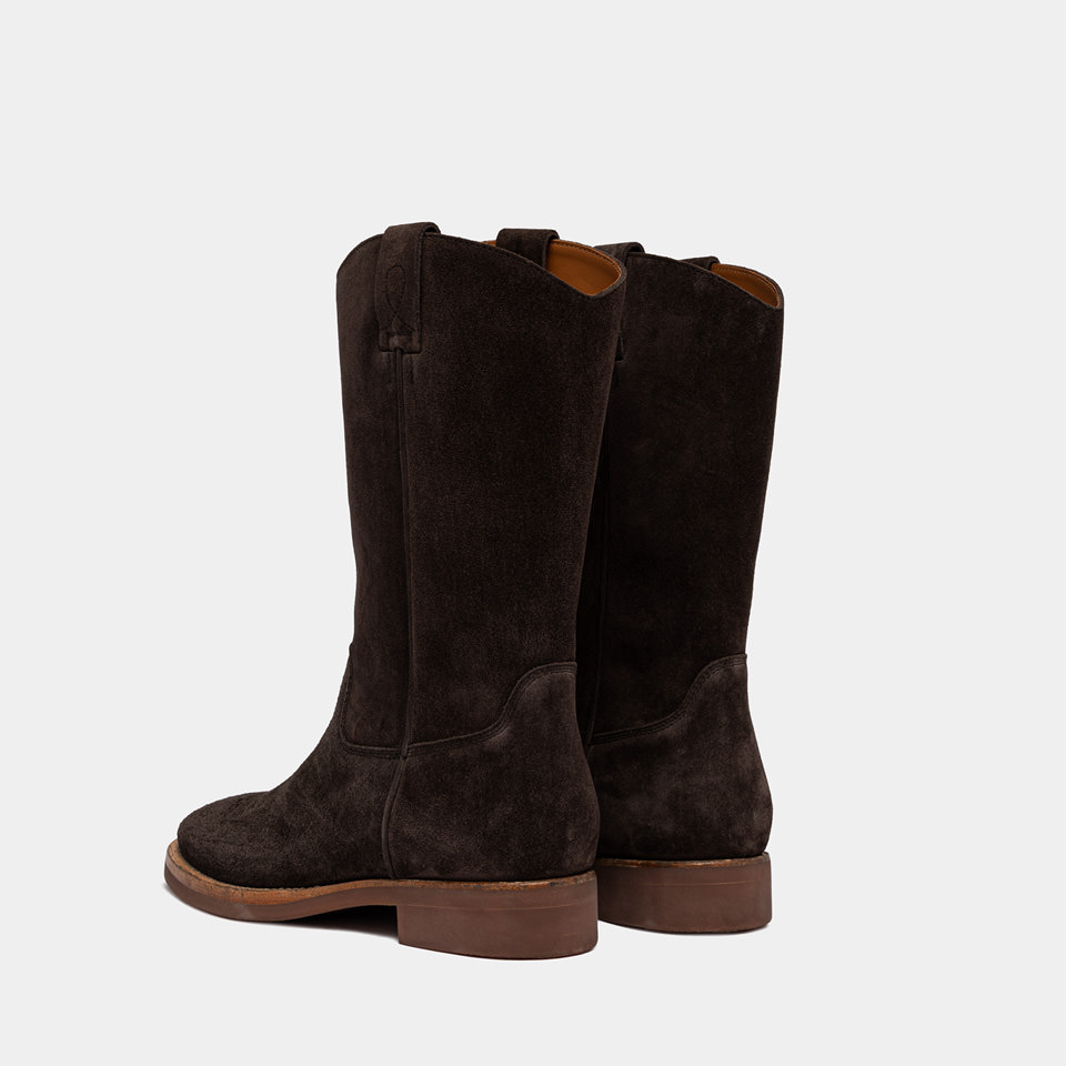 BUTTERO: CHIANTI BOOTS IN MOKA BROWN SUEDE