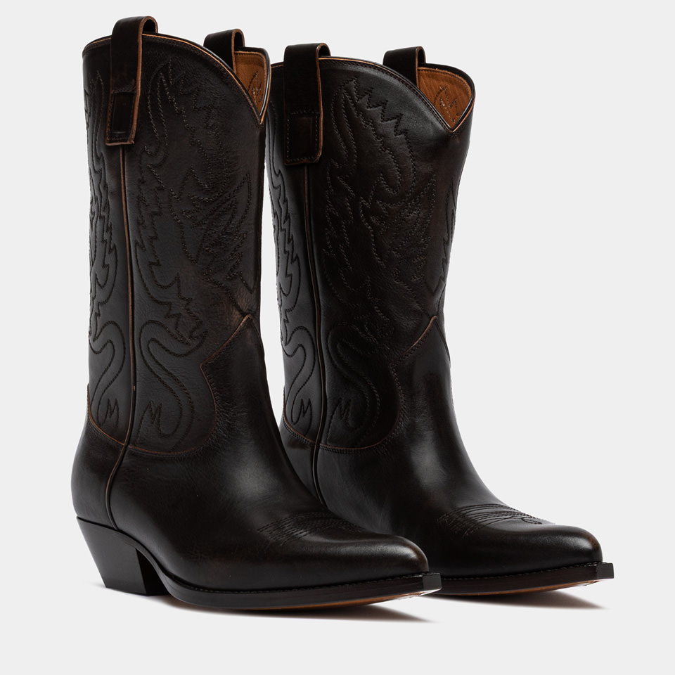 BUTTERO: STIVALE FLEE IN PELLE AGED NOCE