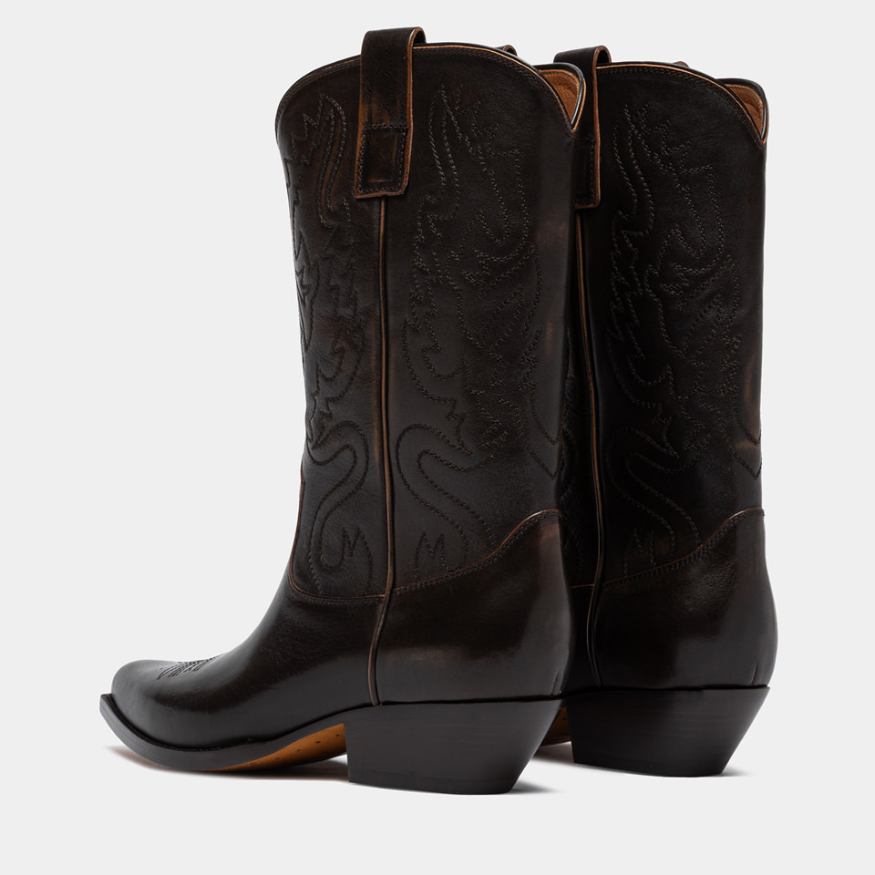 BUTTERO: STIVALE FLEE IN PELLE AGED NOCE