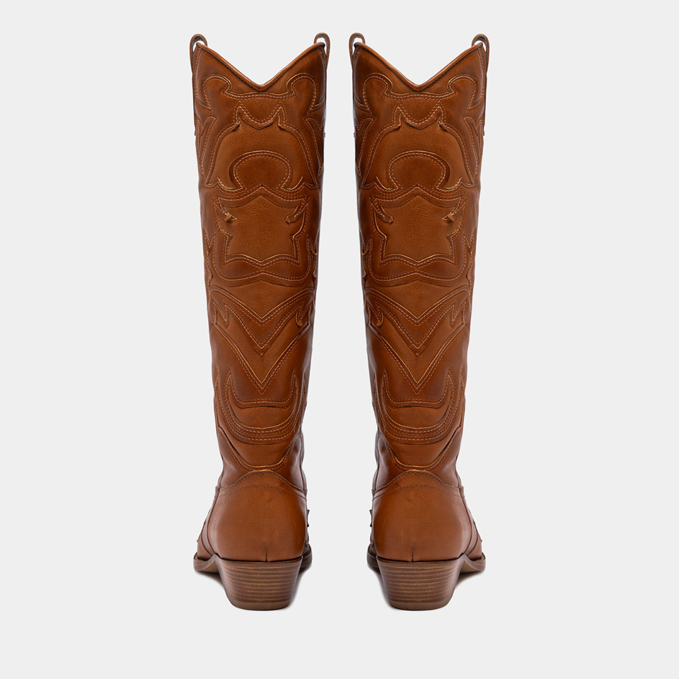 BUTTERO: FLEE BOOTS IN LIGHT BROWN LEATHER
