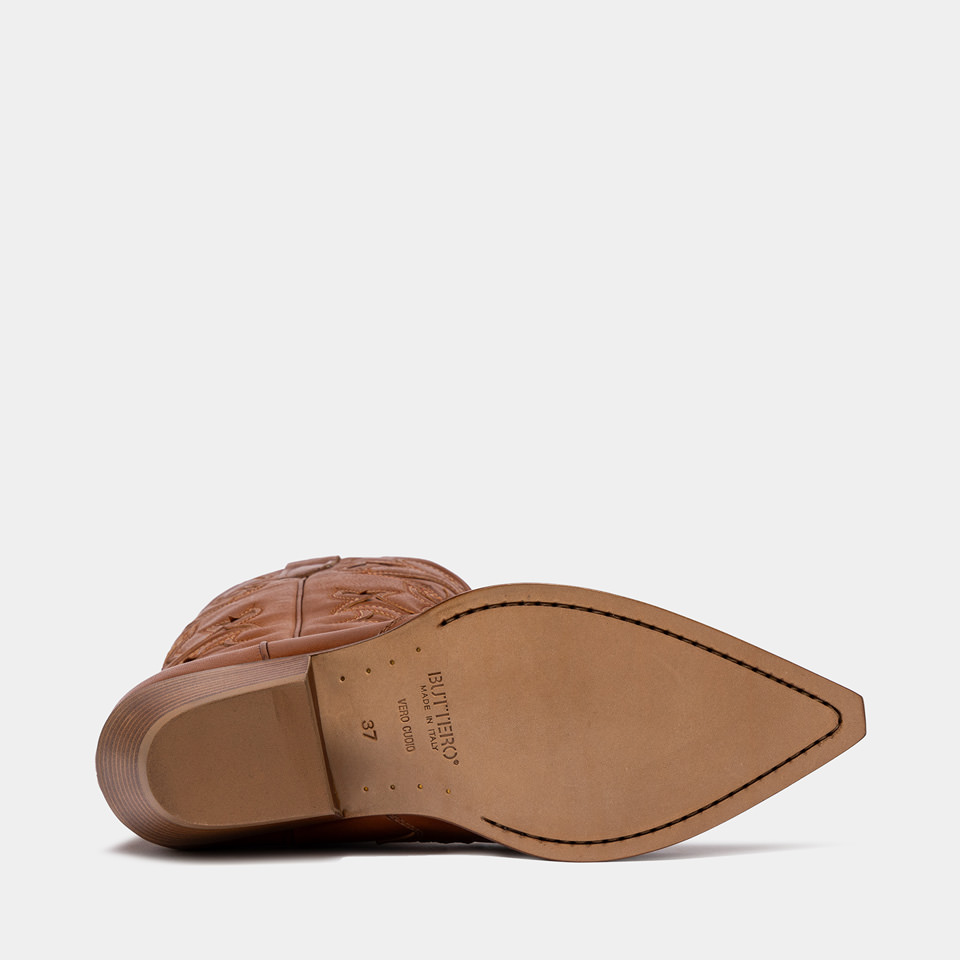 BUTTERO: FLEE BOOTS IN LIGHT BROWN LEATHER