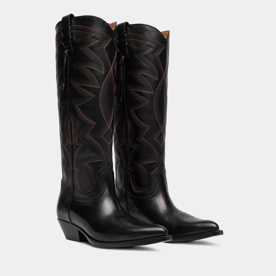 BUTTERO: FLEE BOOTS IN BLACK LEATHER