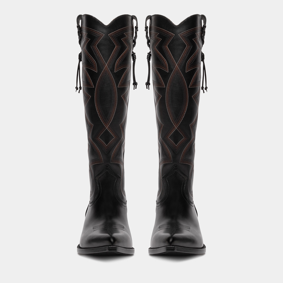 BUTTERO: BOTTE FLEE EN CUIR NOIR