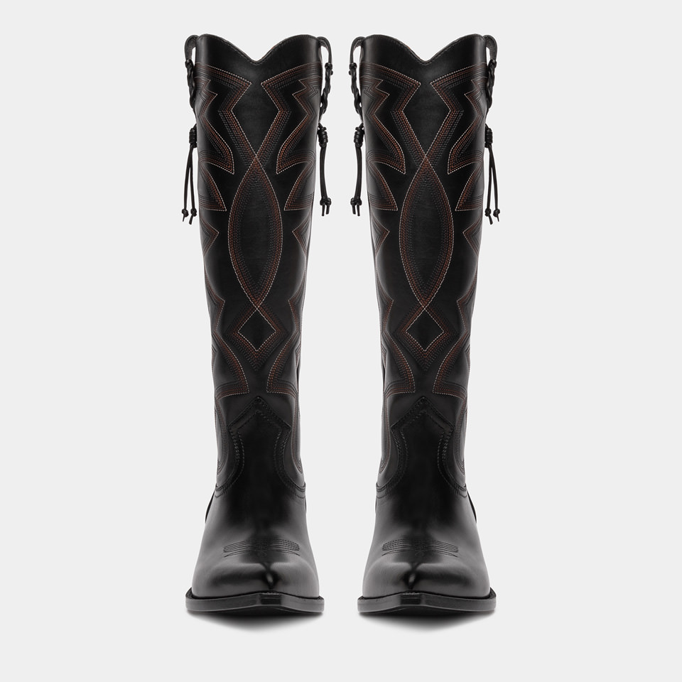 BUTTERO: FLEE BOOTS IN BLACK LEATHER