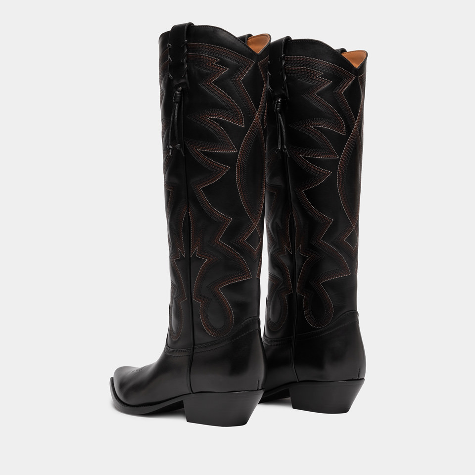 BUTTERO: FLEE BOOTS IN BLACK LEATHER