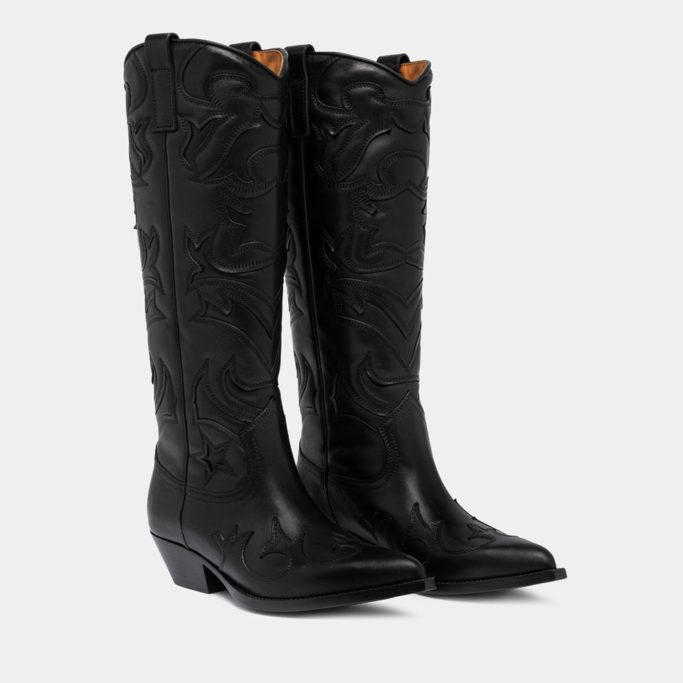 BUTTERO: FLEE BOOTS IN BLACK LEATHER