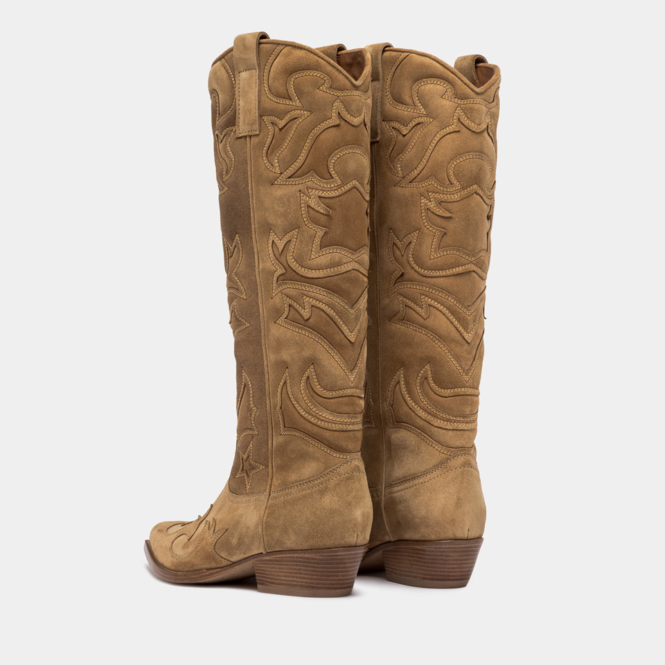 BUTTERO: FLEE BOOTS IN COPPER BROWN SUEDE