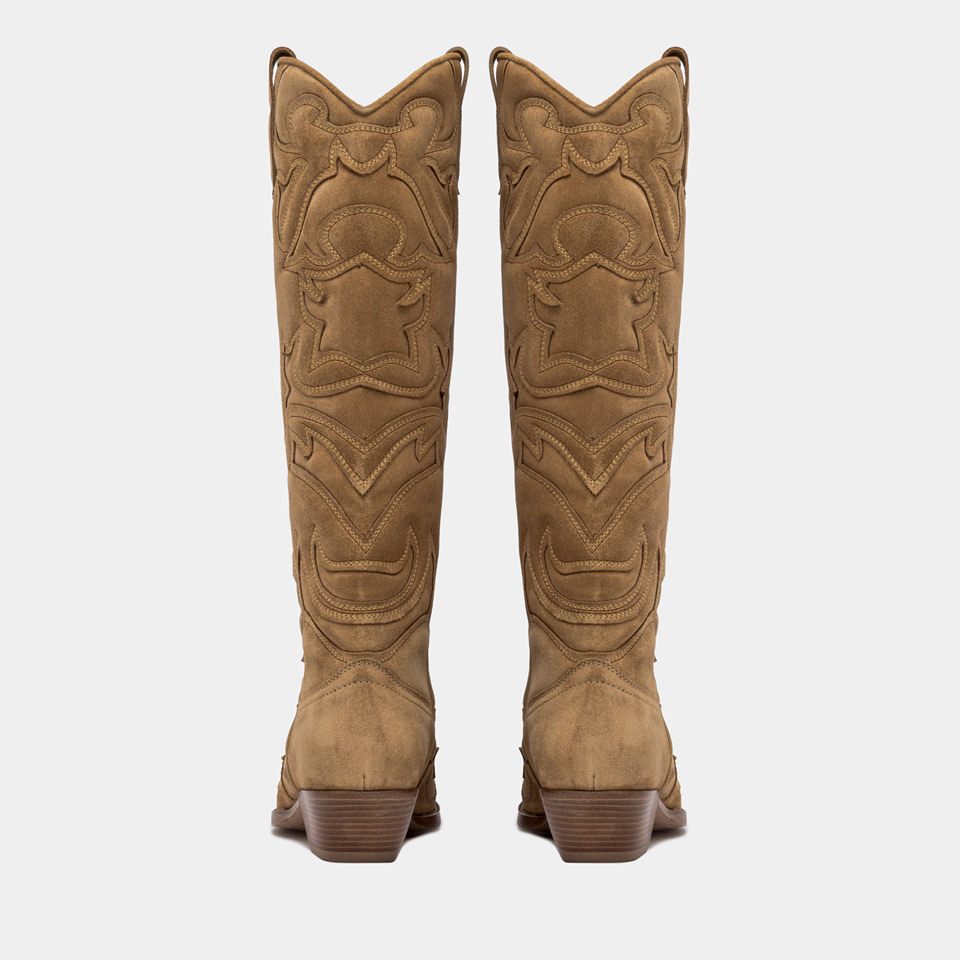 BUTTERO: FLEE BOOTS IN COPPER BROWN SUEDE