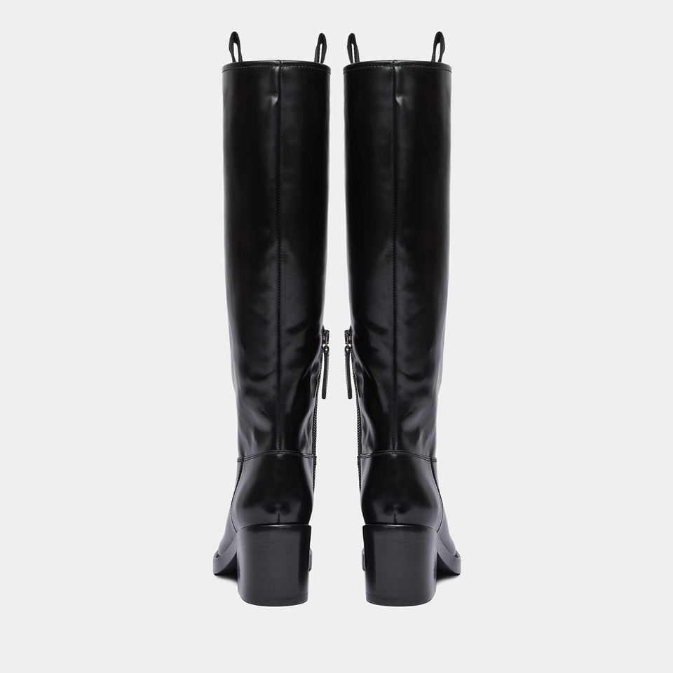 BUTTERO: FURIA BOOTS IN BLACK BRUSHED LEATHER