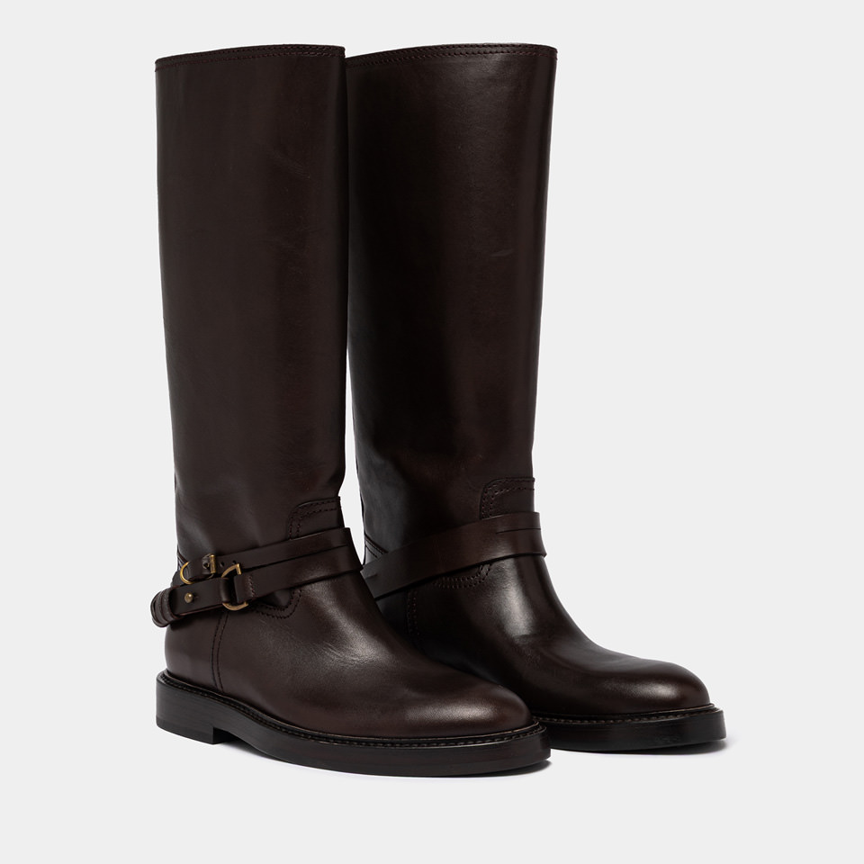 BUTTERO: LAYDEE BOOTS IN BROWN LEATHER