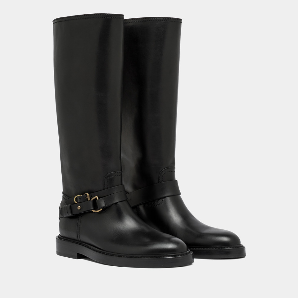 BUTTERO: LAYDEE BOOTS IN BLACK LEATHER