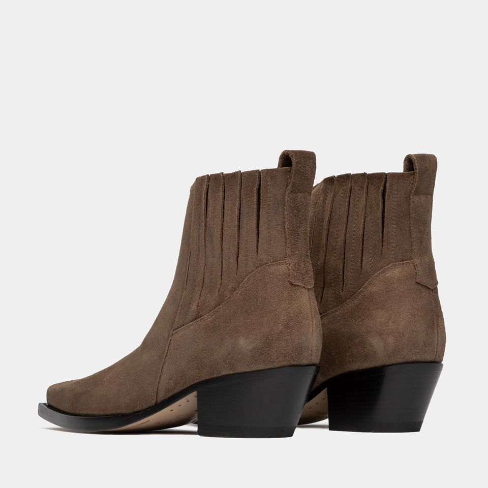 BUTTERO: ERIN ANKLE BOOTS IN BROWN SUEDE