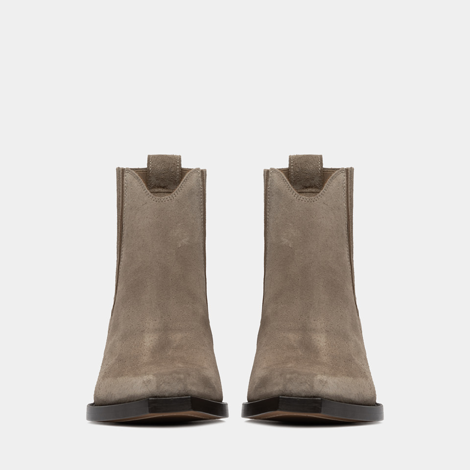 BUTTERO: ERIN ANKLE BOOTS IN SAND SUEDE