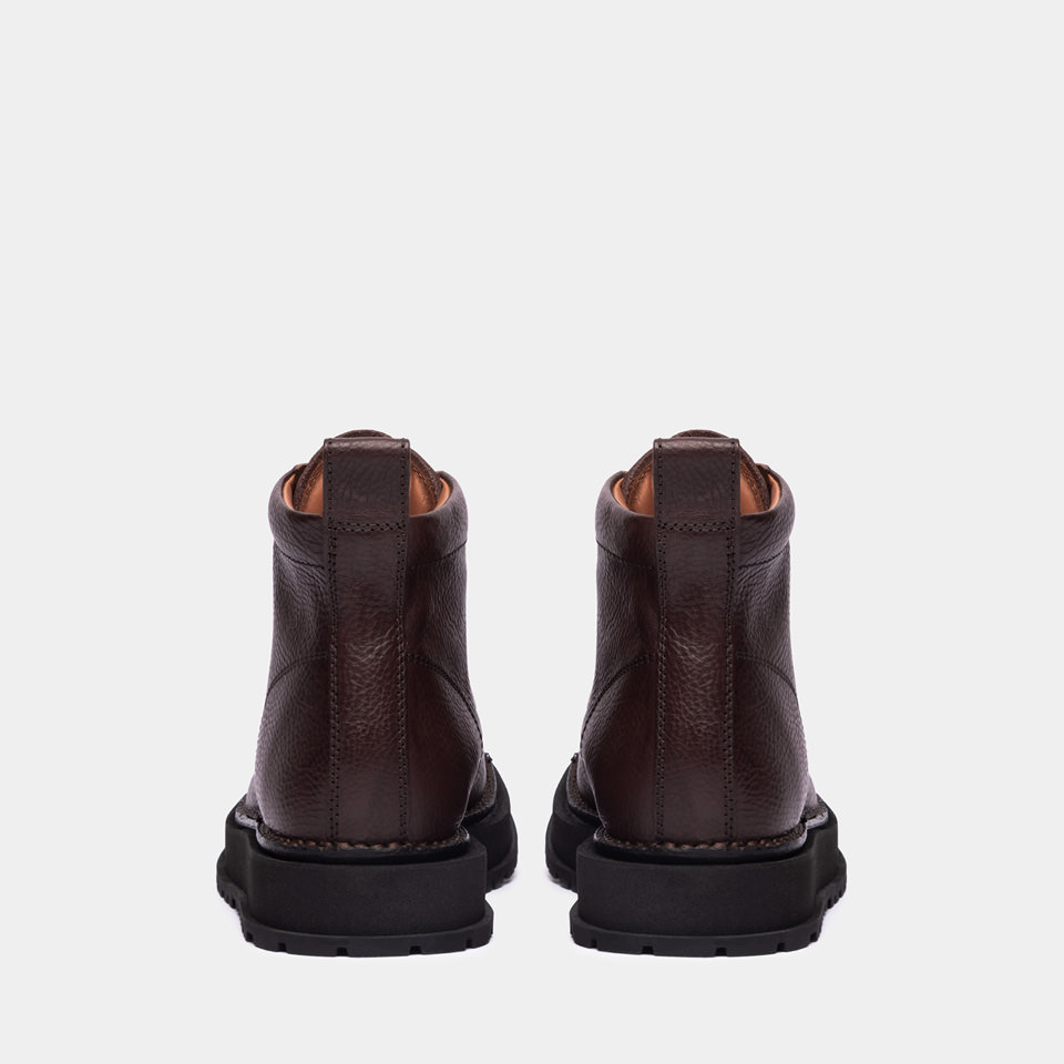 BUTTERO: AEDI BOOTS IN BROWN HAMMERED LEATHER