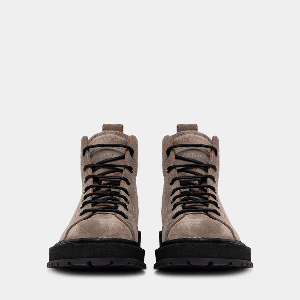 BUTTERO: AEDI ANKLE BOOTS IN GRAY SUEDE
