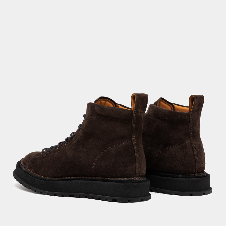 BUTTERO: AEDI BOOTS IN DARK BROWN SUEDE