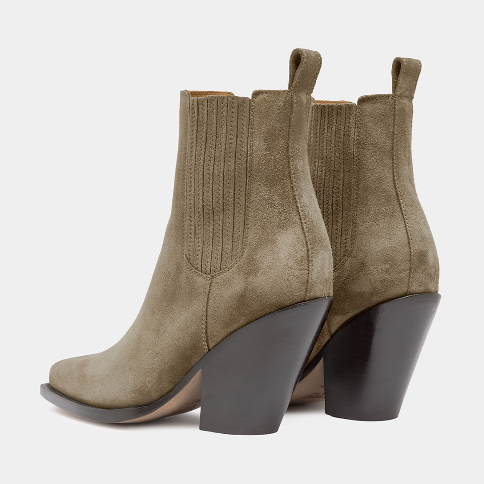 BUTTERO: ANNETTE ANKLE BOOTS IN FOREST COLOR SUEDE