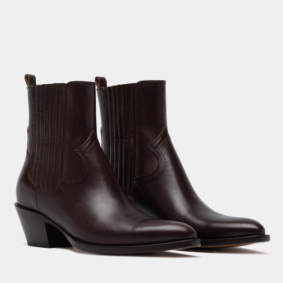 BUTTERO: BOTTINE ANNIE EN CUIR EBONY