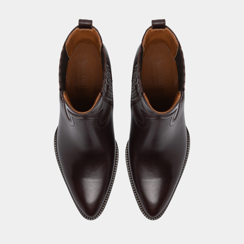 BUTTERO: BOTTINE ANNIE EN CUIR EBONY