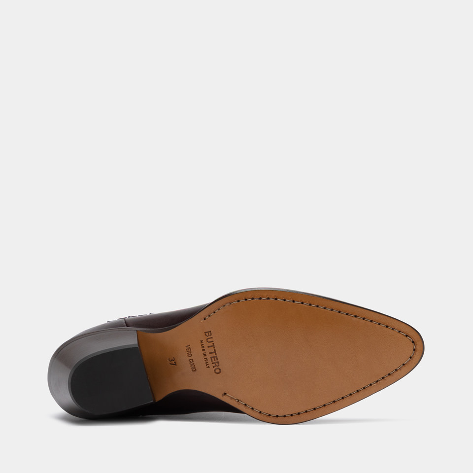BUTTERO: BOTTINE ANNIE EN CUIR EBONY