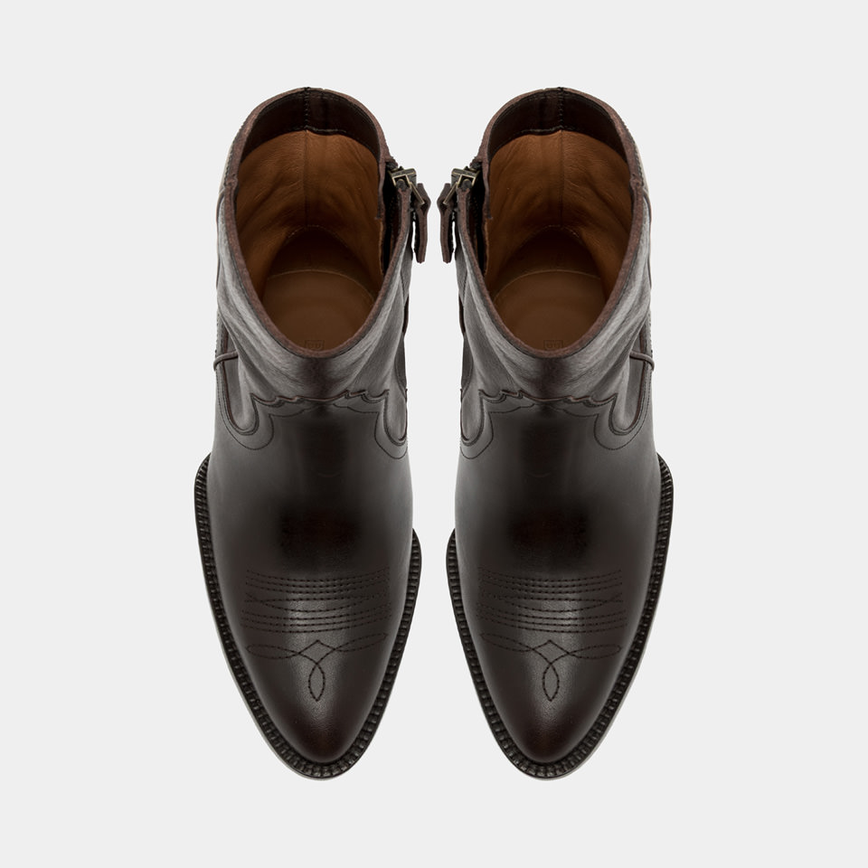 BUTTERO: ANNIE ANKLE BOOT IN DARK BROWN LEATHER
