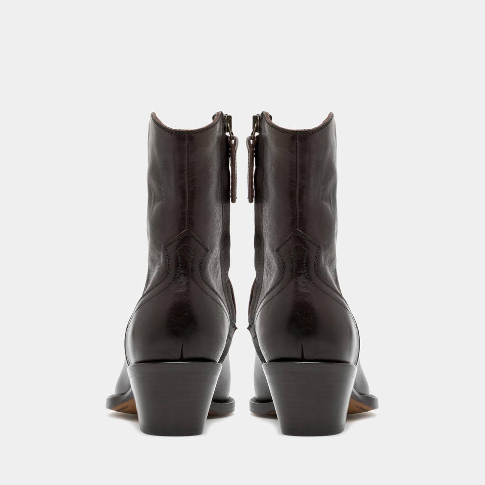 BUTTERO: ANNIE ANKLE BOOT IN DARK BROWN LEATHER