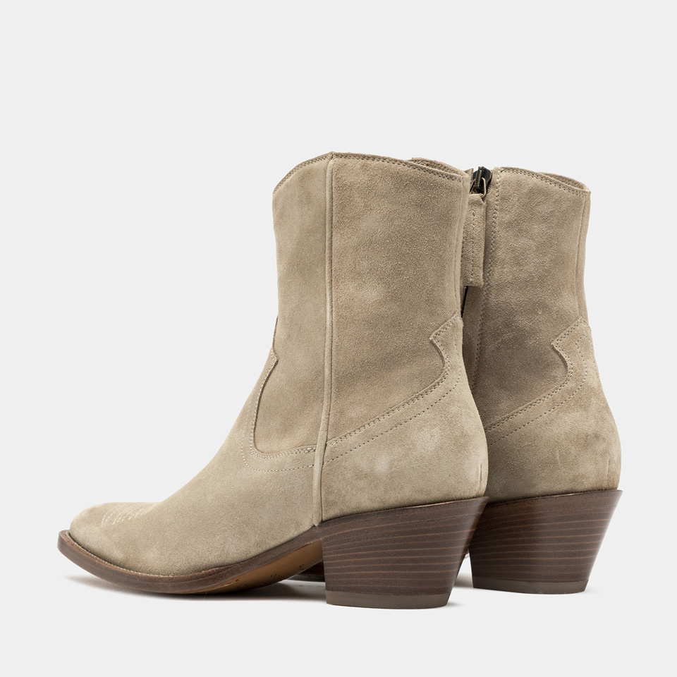 BUTTERO: ANNIE ANKLE BOOTS IN BEIGE SUEDE