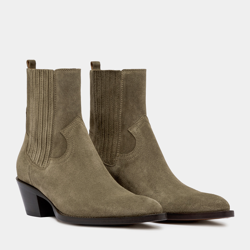 BUTTERO: ANNIE ANKLE BOOTS IN FOREST SUEDE