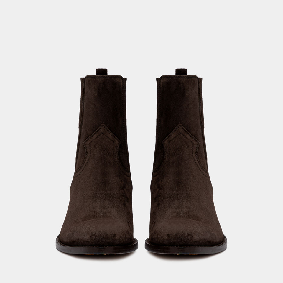 BUTTERO: ANNIE ANKLE BOOTS IN MOKA SUEDE