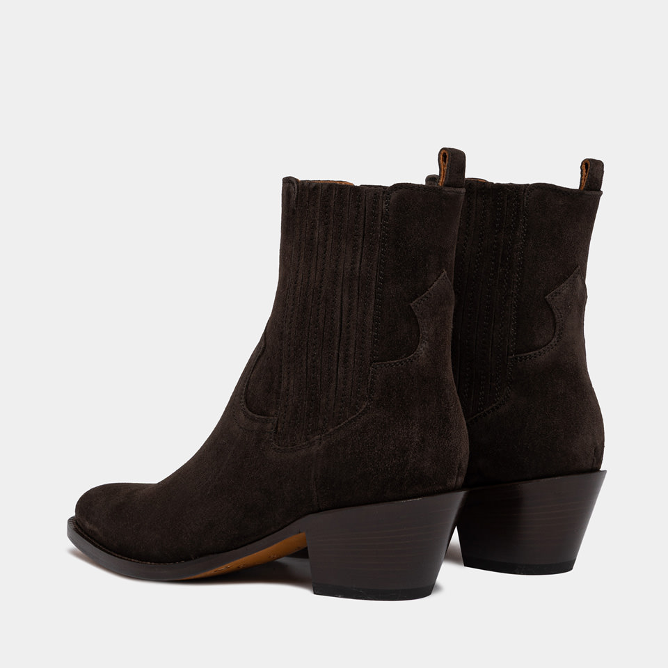 BUTTERO: ANNIE ANKLE BOOTS IN MOKA SUEDE