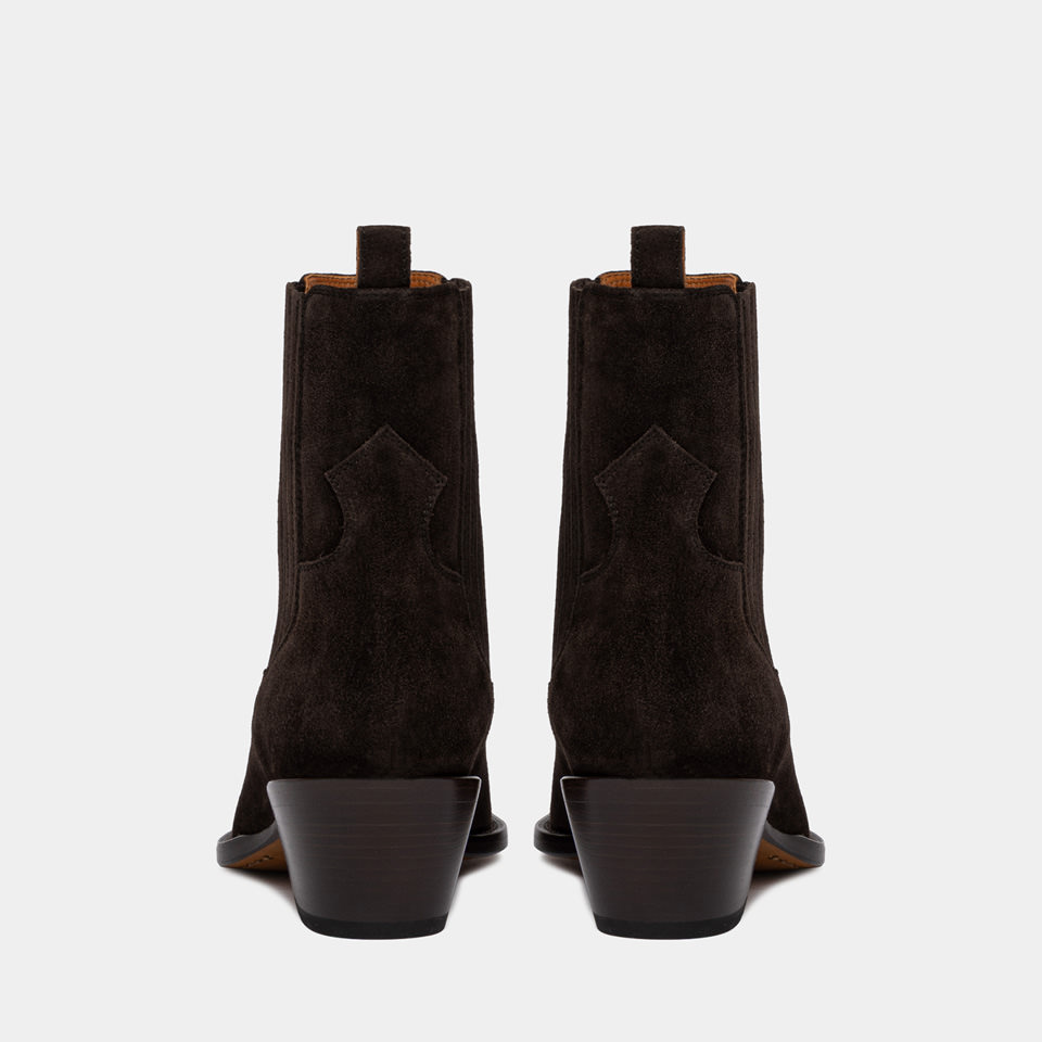 BUTTERO: ANNIE ANKLE BOOTS IN MOKA SUEDE