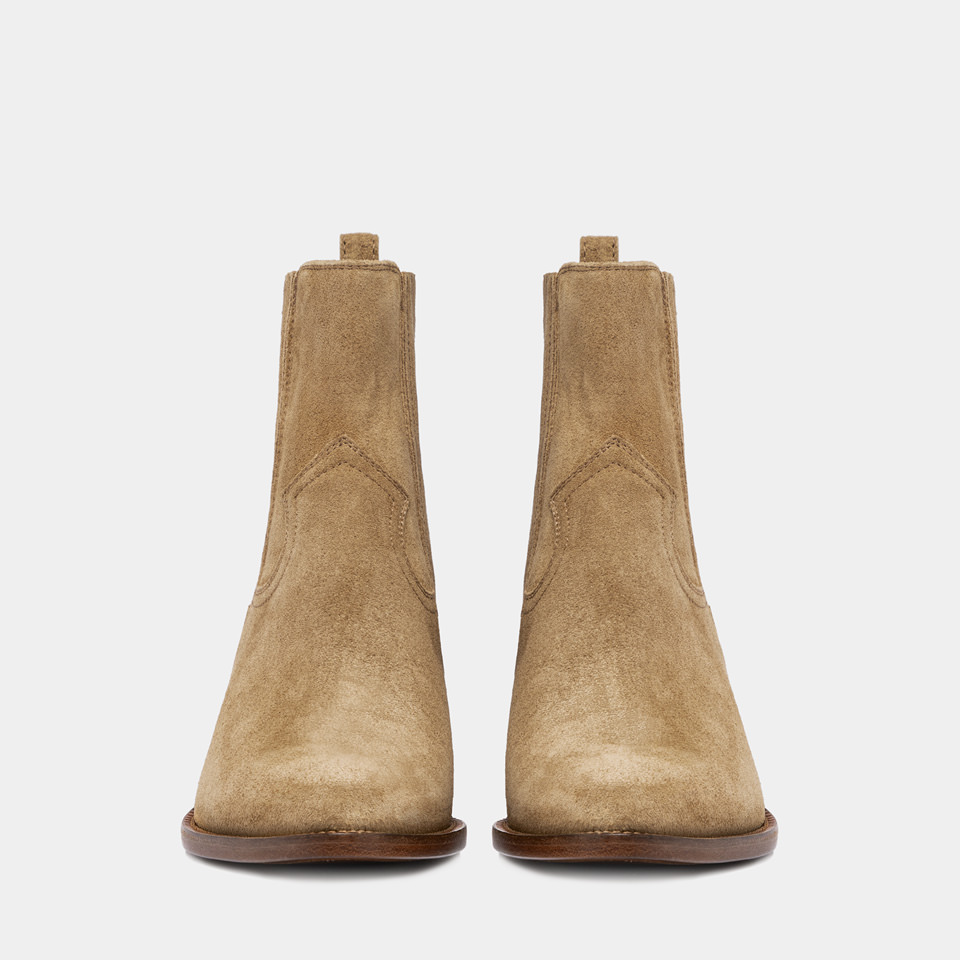 BUTTERO: ANNIE ANKLE BOOTS IN COPPER BROWN SUEDE