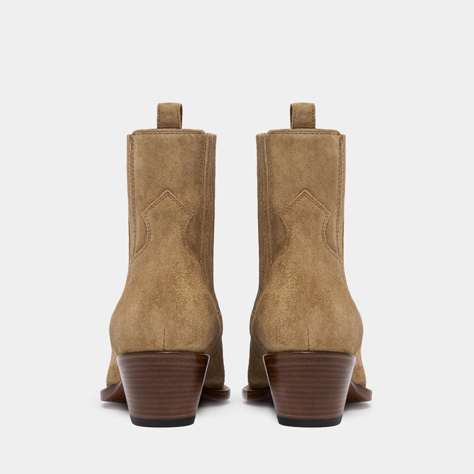 BUTTERO: ANNIE ANKLE BOOTS IN COPPER BROWN SUEDE