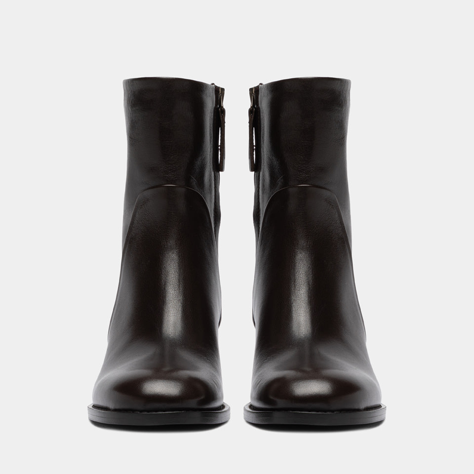 BUTTERO: BOLGHERI ANKLE BOOTS IN DARK BROWN LEATHER