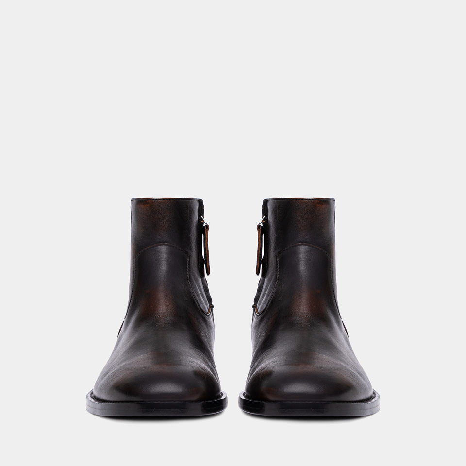 BUTTERO: BOTTINE CASENTINO EN CUIR VINTAGE MARRON