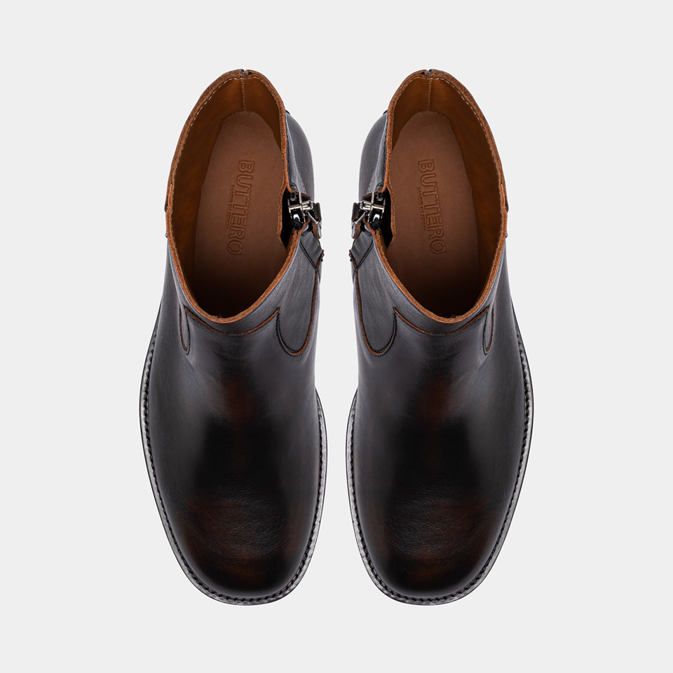 BUTTERO: BOTTINE CASENTINO EN CUIR VINTAGE MARRON