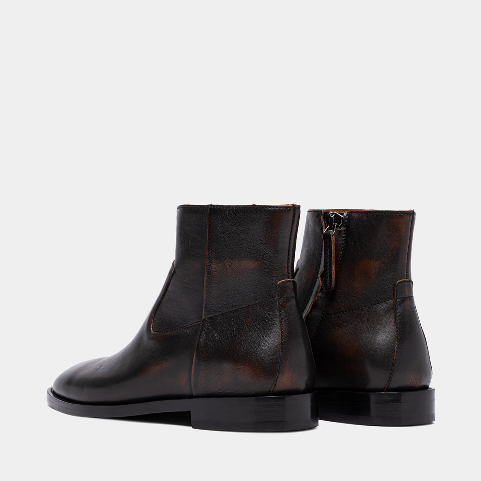 BUTTERO: BOTTINE CASENTINO EN CUIR VINTAGE MARRON